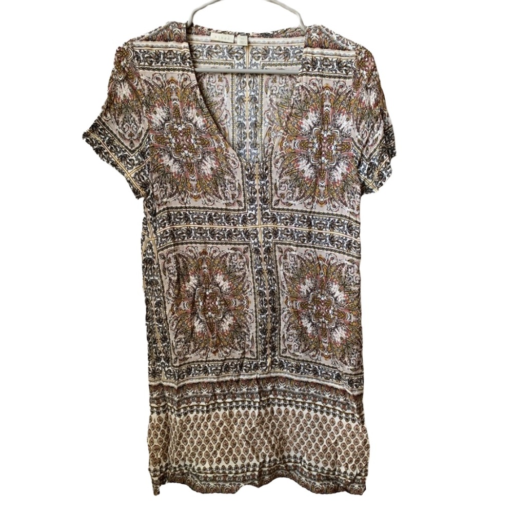 HINGE Women’s V-Neck Short Cap Sleeve Viscose Mini Dress/ Tunic
